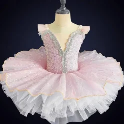Kids' Dancewear Ballet Dance Costumes Dress Paillette Tulle Girls' Performance Party Sleeveless Spandex Organza