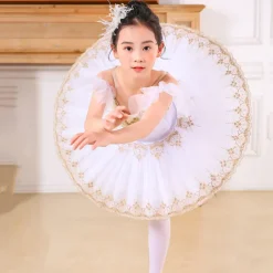 Kids' Dancewear Ballet Dress Pearls Crystals / Rhinestones Sequins Girls' Training Performance Sleeveless Spandex Organza