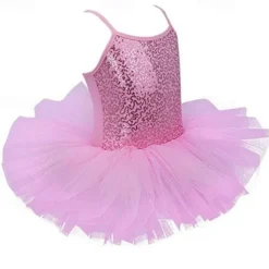 Kids' Dancewear Ballet Dress Pure Color Splicing Tulle Girls' Training Performance Sleeveless High Sequined Polyester