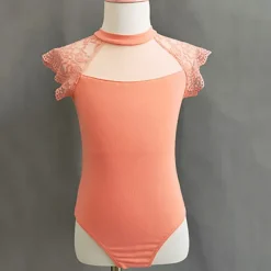 Kids' Dancewear Ballet Leotard / Onesie Lace Solid Splicing Girls' Training Performance Cap Sleeve High Spandex Lace