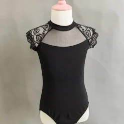 Kids' Dancewear Ballet Leotard / Onesie Lace Solid Splicing Girls' Training Performance Cap Sleeve High Spandex Lace