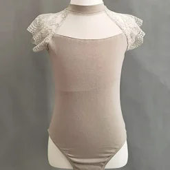 Kids' Dancewear Ballet Leotard / Onesie Lace Solid Splicing Girls' Training Performance Cap Sleeve High Spandex Lace