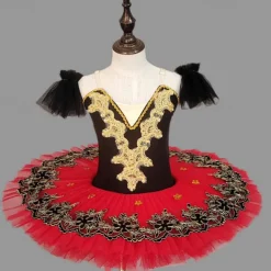 Kids' Dancewear Ballet Tutu Dress Dress Rhinestone Lace Embroidery Girls' Performance Training Short Sleeve High Mesh Spandex