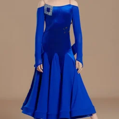 Kids' Dancewear Dress Splicing Girls' Performance Training Long Sleeve Mesh Velvet