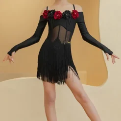 Kids' Dancewear Dress Tassel Girls' Performance Daily Wear Long Sleeve Lycra