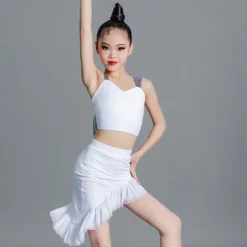 Kids' Dancewear Skirts Bowknot Printing Ruffles Girls' Performance Training Sleeveless Polyester