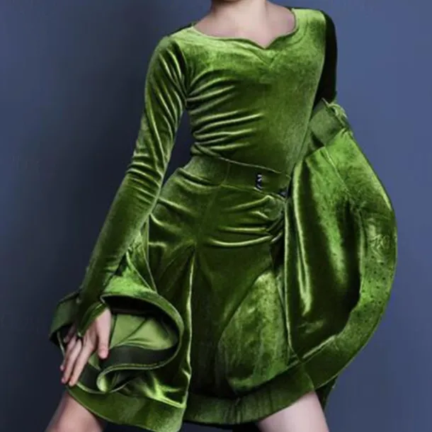 Kids' Dancewear Skirts Pure Color Girls' Performance Daily Wear Long Sleeve High Velvet