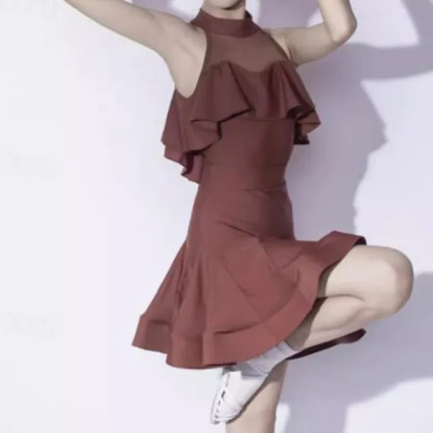 Kids' Dancewear Skirts Splicing Girls' Performance Daily Wear Sleeveless Natural Chinlon