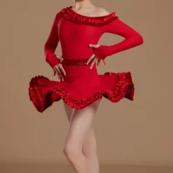 Kids' Dancewear Skirts Splicing Girls' Performance Daily Wear Long Sleeve High Lycra