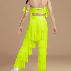 Kids' Dancewear Top Tassel Girls' Performance Daily Wear Sleeveless High Lycra