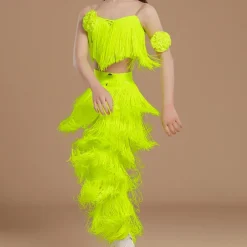 Kids' Dancewear Top Tassel Girls' Performance Daily Wear Sleeveless High Lycra