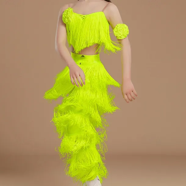 Kids' Dancewear Top Tassel Girls' Performance Daily Wear Sleeveless High Lycra