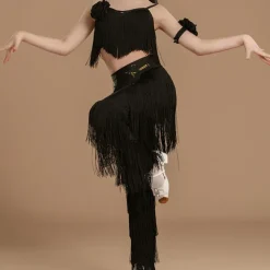 Kids' Dancewear Top Tassel Girls' Performance Daily Wear Sleeveless High Lycra