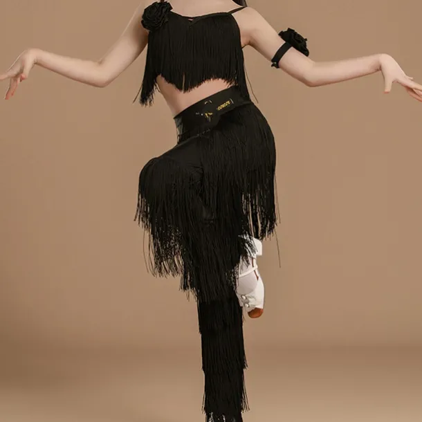 Kids' Dancewear Top Tassel Girls' Performance Daily Wear Sleeveless High Lycra