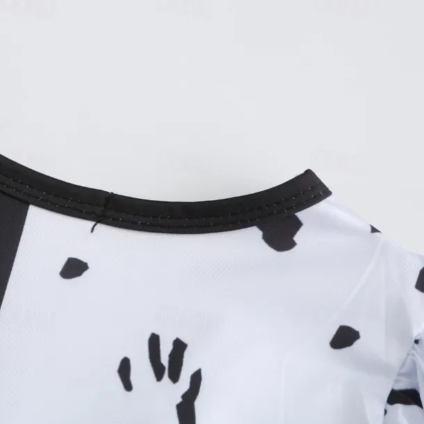 Kids Girls' 101 Dalmatians Cruella De Vil Dress Sets 2pcs Polka Dot Performance Halloween Black Asymmetrical Sleeveless Costume Dresses 3-12 Years