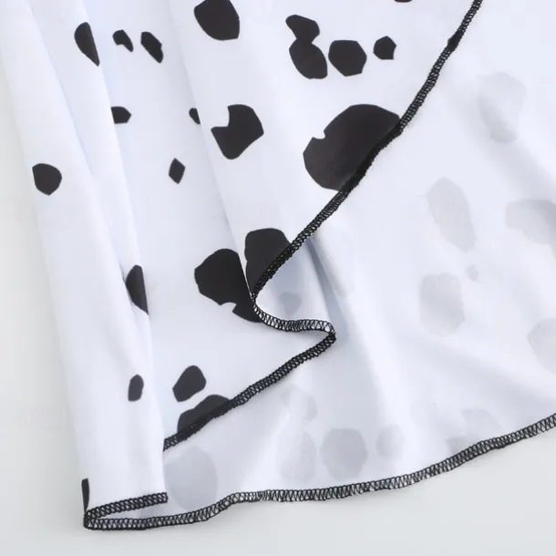 Kids Girls' 101 Dalmatians Cruella De Vil Dress Sets 2pcs Polka Dot Performance Halloween Black Asymmetrical Sleeveless Costume Dresses 3-12 Years