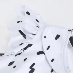 Kids Girls' 101 Dalmatians Cruella De Vil Dress Sets 2pcs Polka Dot Performance Halloween Black Asymmetrical Sleeveless Costume Dresses 3-12 Years