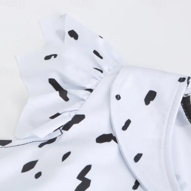 Kids Girls' 101 Dalmatians Cruella De Vil Dress Sets 2pcs Polka Dot Performance Halloween Black Asymmetrical Sleeveless Costume Dresses 3-12 Years