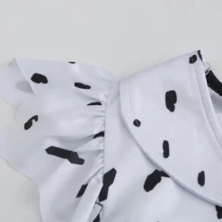 Kids Girls' 101 Dalmatians Cruella De Vil Dress Sets 2pcs Polka Dot Performance Halloween Black Asymmetrical Sleeveless Costume Dresses 3-12 Years