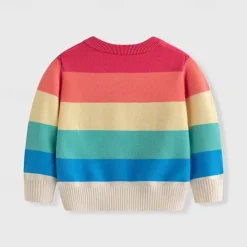 Kids Girls' Back to School Cardigan Rainbow School Long Sleeve Buttons Daily 4 years+ Fall Multicolor