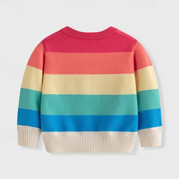 Kids Girls' Back to School Cardigan Rainbow School Long Sleeve Buttons Daily 4 years+ Fall Multicolor