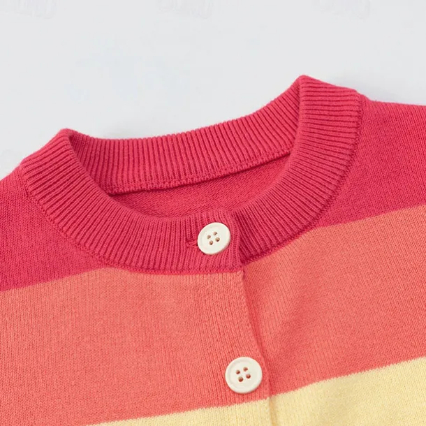 Kids Girls' Back to School Cardigan Rainbow School Long Sleeve Buttons Daily 4 years+ Fall Multicolor