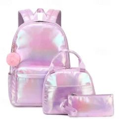 Kid's Girls' Backpack School Bag Bookbag Functional Backpack School Backpack Bookbag School Polyester Adjustable Large Capacity Lightweight Zipper Light Pink Pink Light Purple