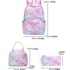 Kid's Girls' Backpack School Bag Bookbag Functional Backpack School Backpack Bookbag School Polyester Adjustable Large Capacity Lightweight Zipper Light Pink Pink Light Purple