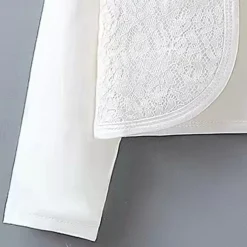 Kids Girls' Blazer Solid Color Fashion Lace Outdoor Cotton Coat Outerwear 2-12 Years Summer Black White Beige