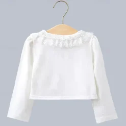 Kids Girls' Blazer Solid Color Fashion Lace Outdoor Cotton Coat Outerwear 2-12 Years Summer Black White Beige