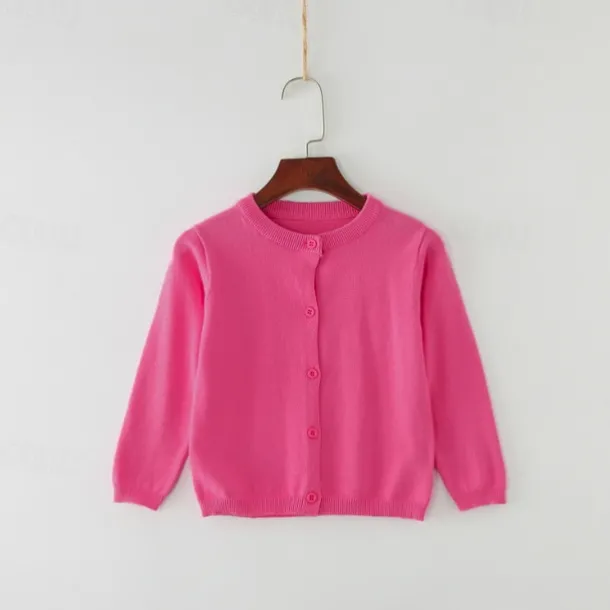 Kids Girls' Cardigan Solid Color School Long Sleeve Active Cotton 7-13 Years Spring Water Blue turmeric Dark powder