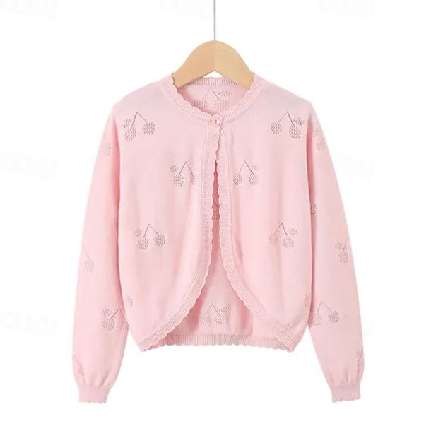 Kids Girls' Cardigan Solid Color School Long Sleeve Daily 4 years+ Fall White Yellow Pink