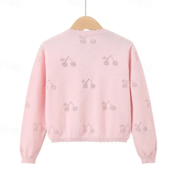 Kids Girls' Cardigan Solid Color School Long Sleeve Daily 4 years+ Fall White Yellow Pink