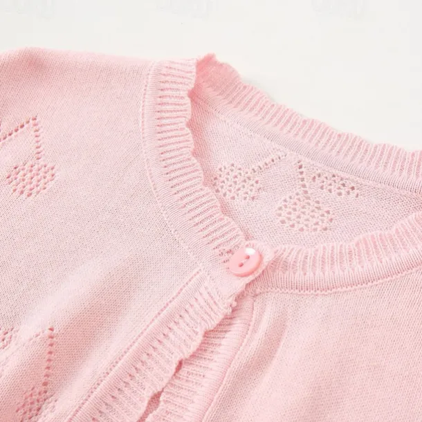 Kids Girls' Cardigan Solid Color School Long Sleeve Daily 4 years+ Fall White Yellow Pink
