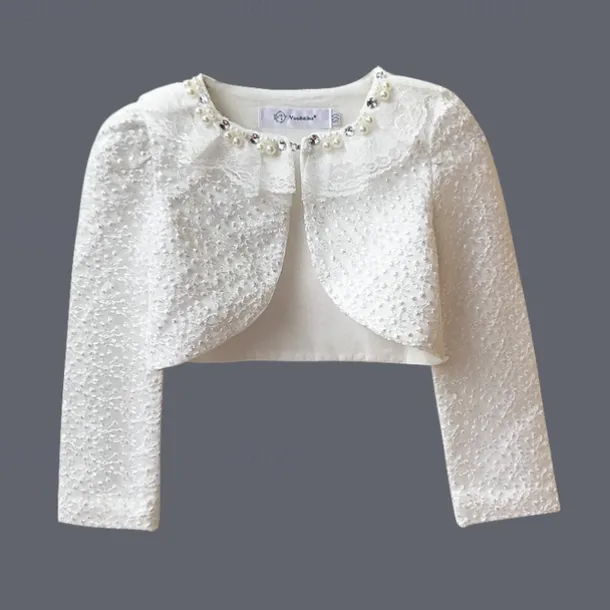 Kids Girls' Cardigans Solid Color Fashion Rivet Performance First Communion Dress For Girls Outerwear 3-13 Years Summer White