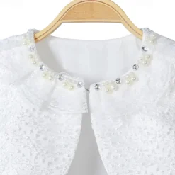 Kids Girls' Cardigans Solid Color Fashion Rivet Performance First Communion Dress For Girls Outerwear 3-13 Years Summer White