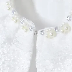 Kids Girls' Cardigans Solid Color Fashion Rivet Performance First Communion Dress For Girls Outerwear 3-13 Years Summer White