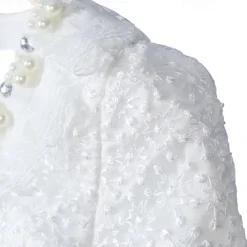 Kids Girls' Cardigans Solid Color Fashion Rivet Performance First Communion Dress For Girls Outerwear 3-13 Years Summer White