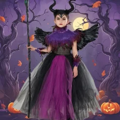 Kids Girls' Cosplay Dress Cosplay Custome Party Dress Solid Color Multi Color Sleeveless Performance Party Halloween Party Sequins Mesh Vintage Gothic Halloween Custome Polyester Maxi Party Dress