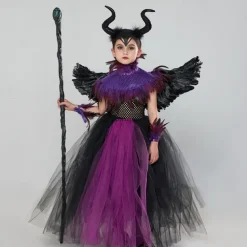 Kids Girls' Cosplay Dress Cosplay Custome Party Dress Solid Color Multi Color Sleeveless Performance Party Halloween Party Sequins Mesh Vintage Gothic Halloween Custome Polyester Maxi Party Dress