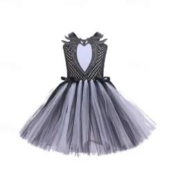 Kids Girls' Cosplay Dress Party Dress Color Block Sleeveless Performance Halloween Party Mesh Patchwork Beautiful Sweet Polyester Knee-length Party Dress A Line Dress Tulle Dress Summer 4 years+ Gray