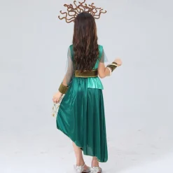 Kids Girls' Cosplay Dress Party Dress Color Block Short Sleeve Performance Halloween Party Patchwork Beautiful Sweet Polyester Maxi Party Dress A Line Dress Summer 4 years+ Green