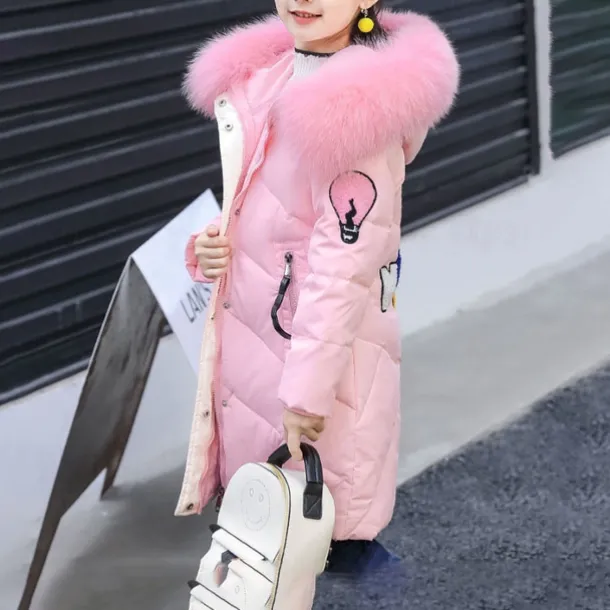 Kids Girls' Down Coat Cartoon Active Outdoor Coat Outerwear 4-13 Years Winter Black Pink