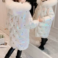 Kids Girls' Down Coat Graphic Active Outdoor Coat Outerwear 4-12 Years Winter Purple Pink White