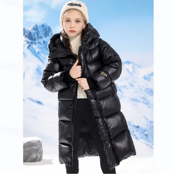 Kids Girls' Down Coat Kids Puffer Jacket Active Zipper School Coat Outerwear 4-13 Years Spring Black