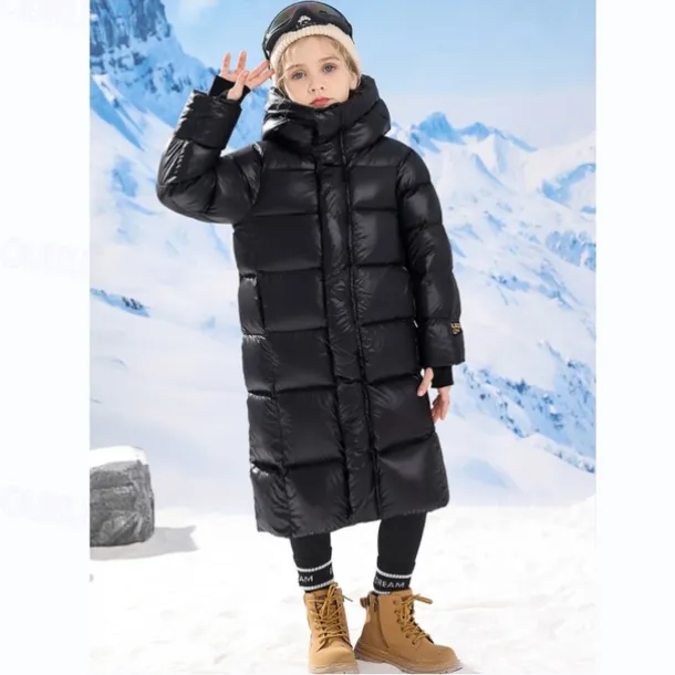 Kids Girls' Down Coat Kids Puffer Jacket Active Zipper School Coat Outerwear 4-13 Years Spring Black