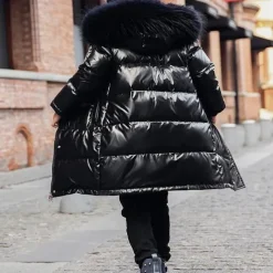 Kids Girls' Down Coat Kids Puffer Jacket Cool Outdoor Coat Outerwear 3-12 Years Fall Black Blue