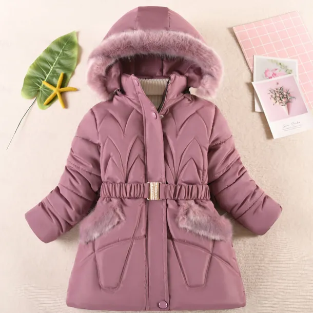 Kids Girls' Down Coat Kids Puffer Jacket Active Pocket School Coat Outerwear 4-12 Years Winter Deep red Black Navy Blue