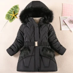 Kids Girls' Down Coat Kids Puffer Jacket Active Pocket School Coat Outerwear 4-12 Years Winter Deep red Black Navy Blue