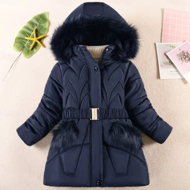 Kids Girls' Down Coat Kids Puffer Jacket Active Pocket School Coat Outerwear 4-12 Years Winter Deep red Black Navy Blue